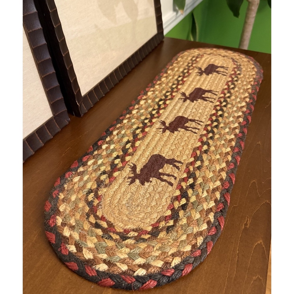 Earth Rugs Table Runner Stair Tread Moose 27"x 8.5" Natural Jute